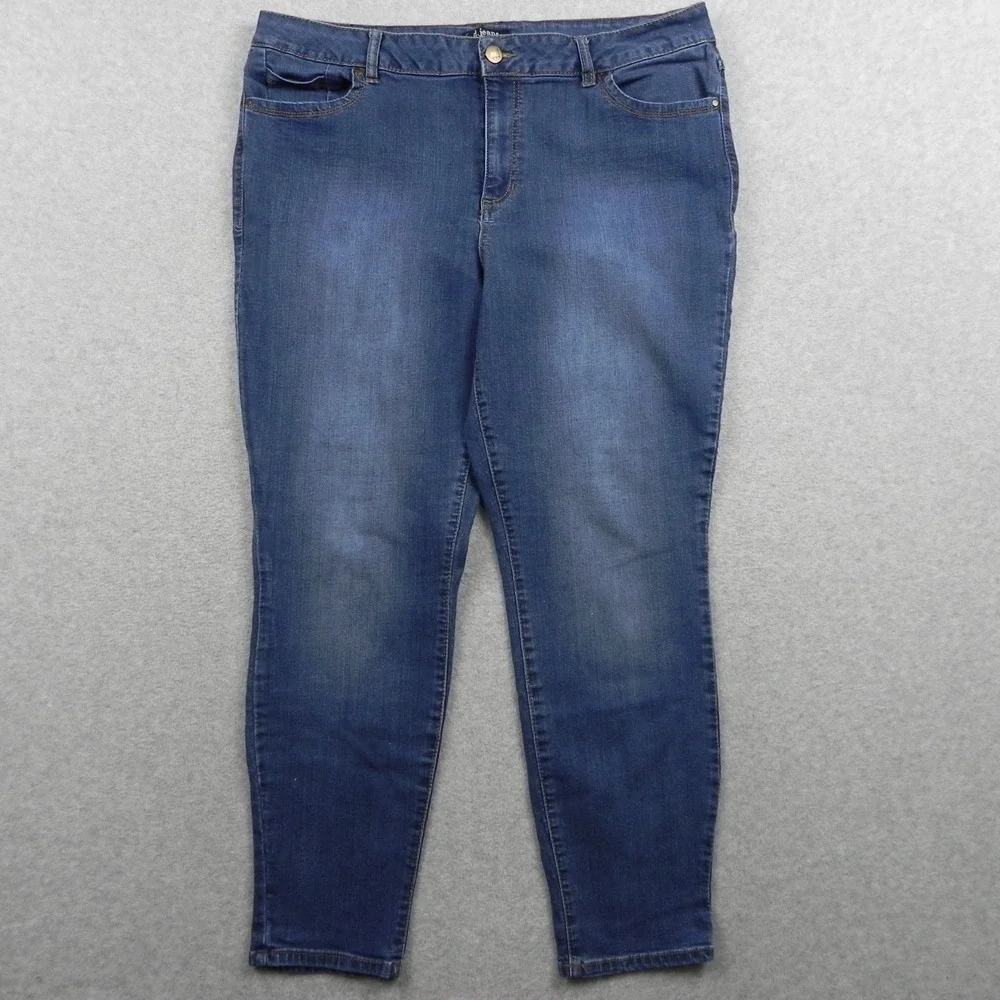 D. Jeans Womens 20W Plus Skinny Ankle 5-Pocket Stretch Flex Denim Medium‎ Blue
